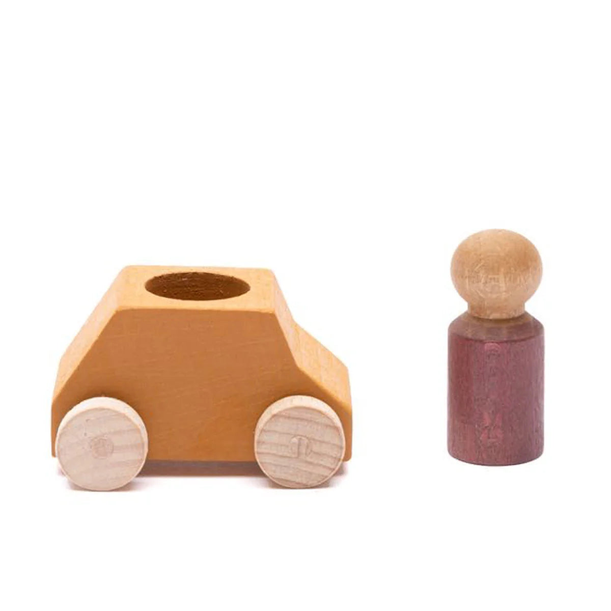 Ochre Wooden Car with Figure
