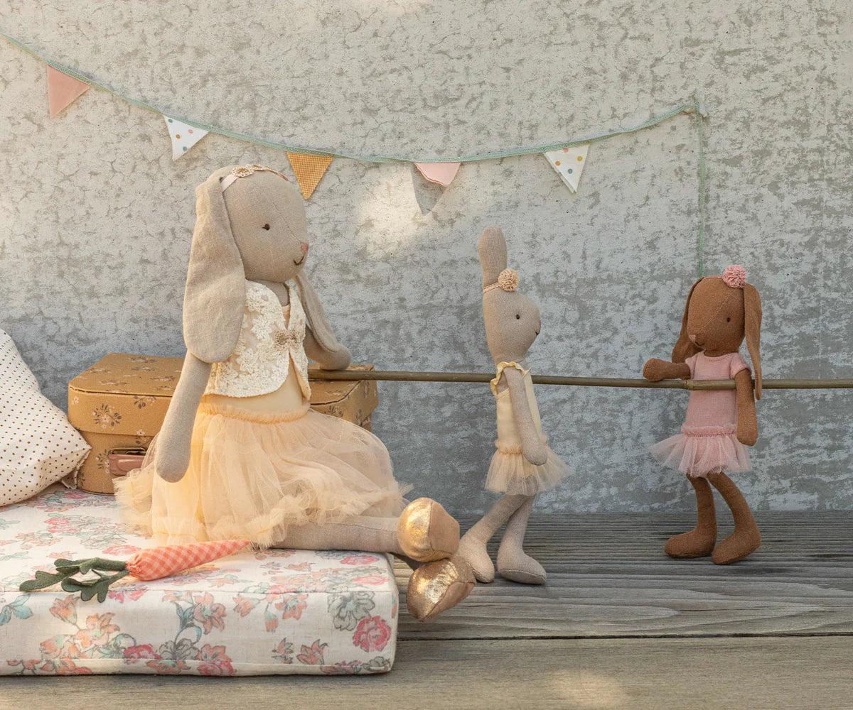 Bunny (Size 1) - Chocolate Brown with Ballet Suit and Skirt in Rose