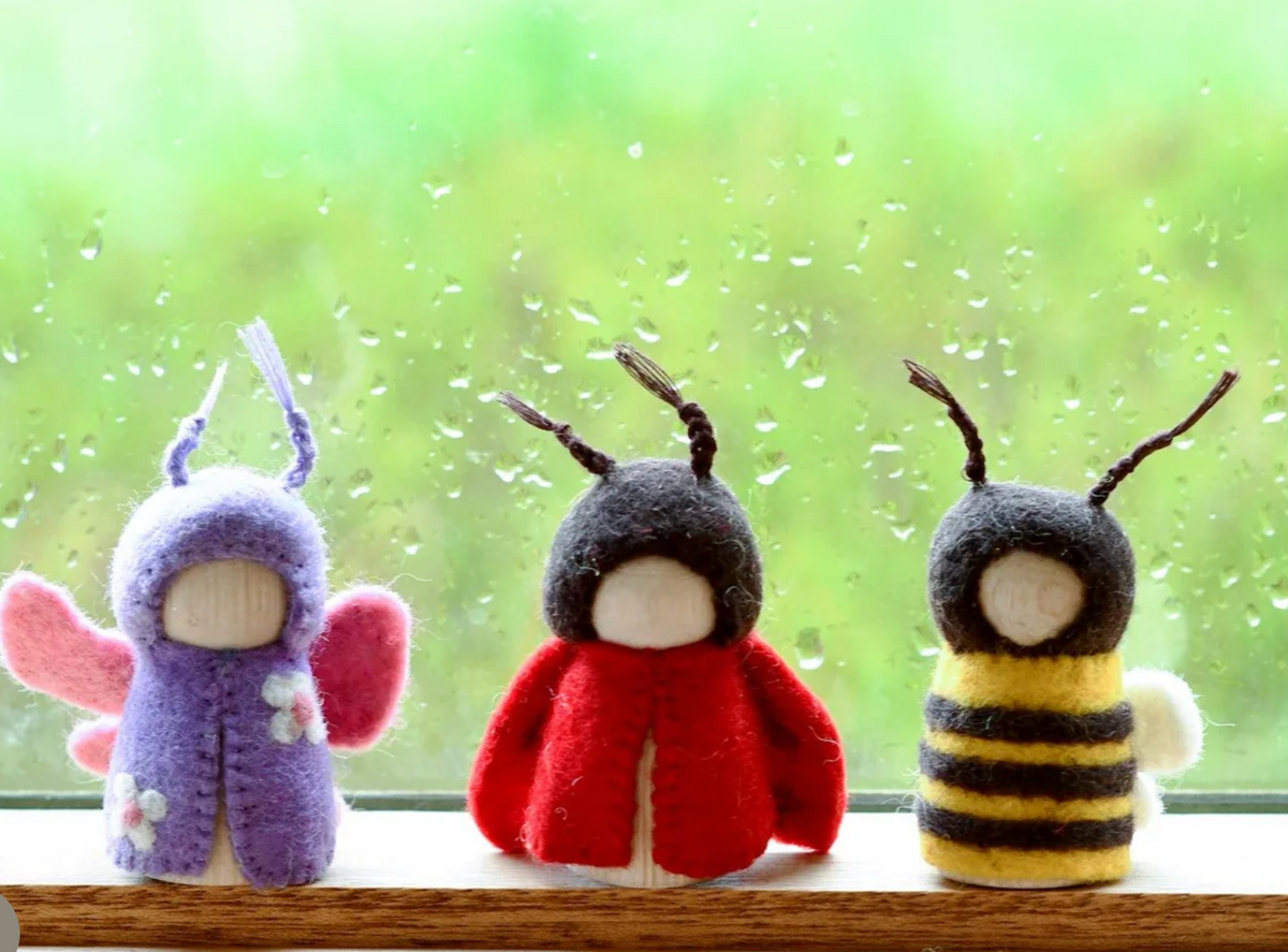 BUGS PEG DOLLS SET - BEE, LADYBUG AND BUTTERFLY