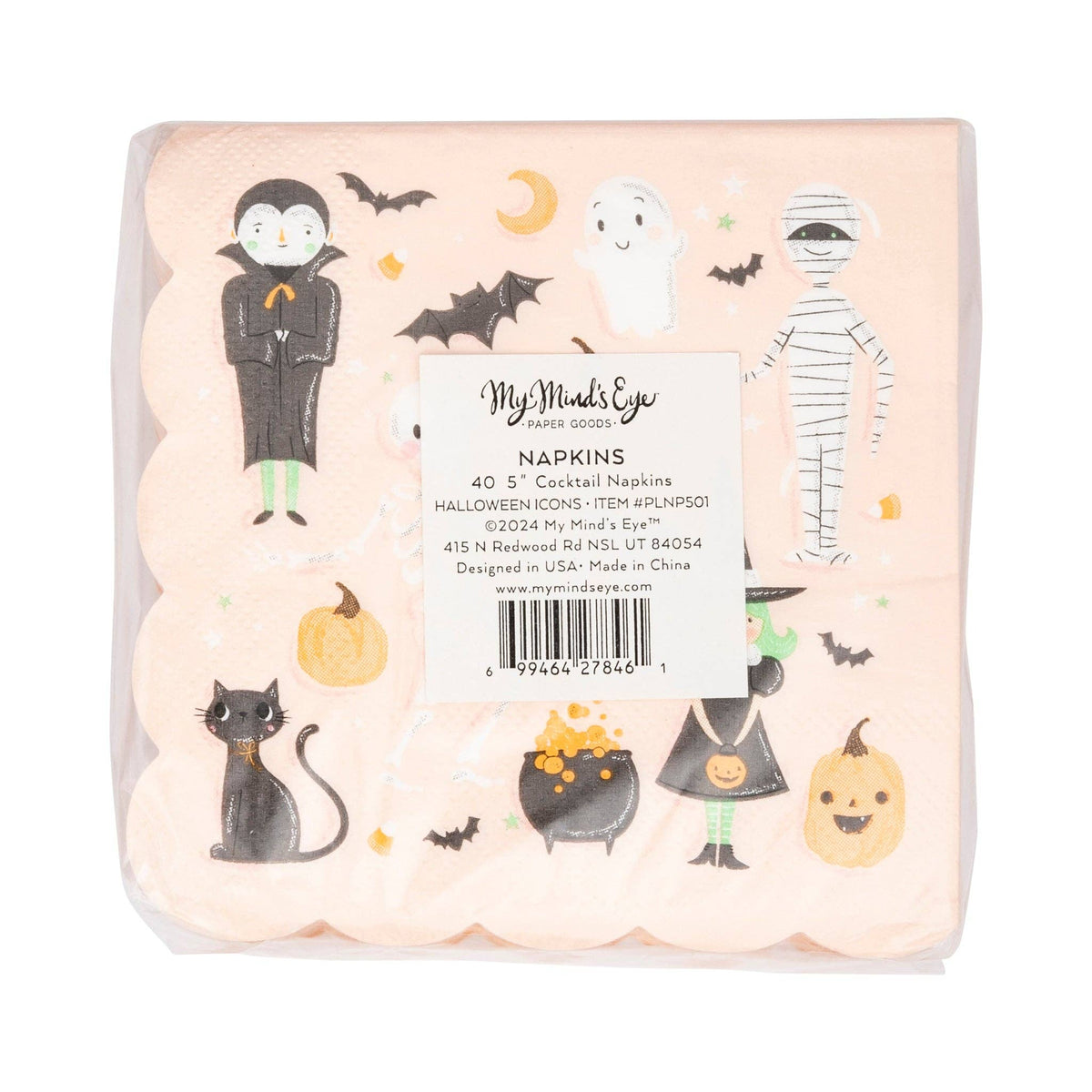 Scallop Halloween Icons Cocktail Napkin