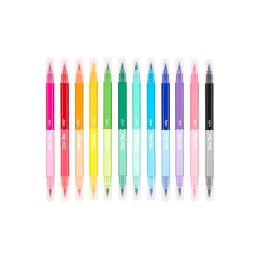 Dual Tone Double Ended Brush Markers (Set of 12 / 24 Colors)
