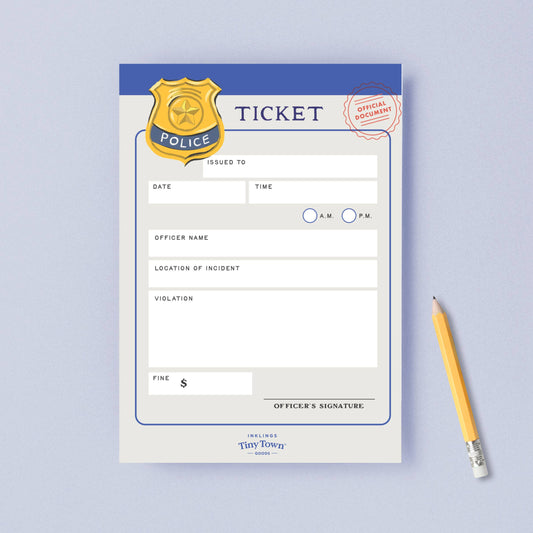 Pretend Play Notepad - Police Ticket
