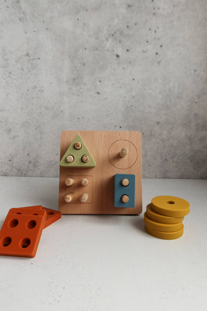 Montessori Shape Puzzle Toy | Wood & Silicone Toddler Toy