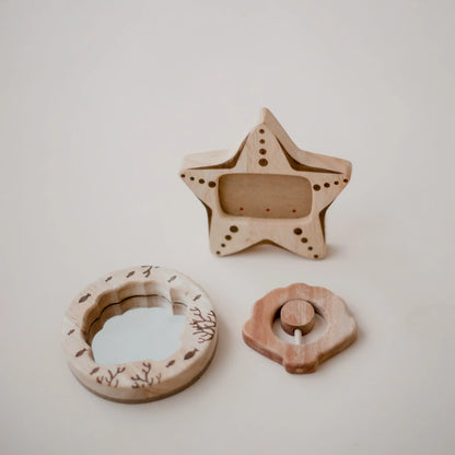 Shell Rattle, Mirror & Starfish Frame Gift Set