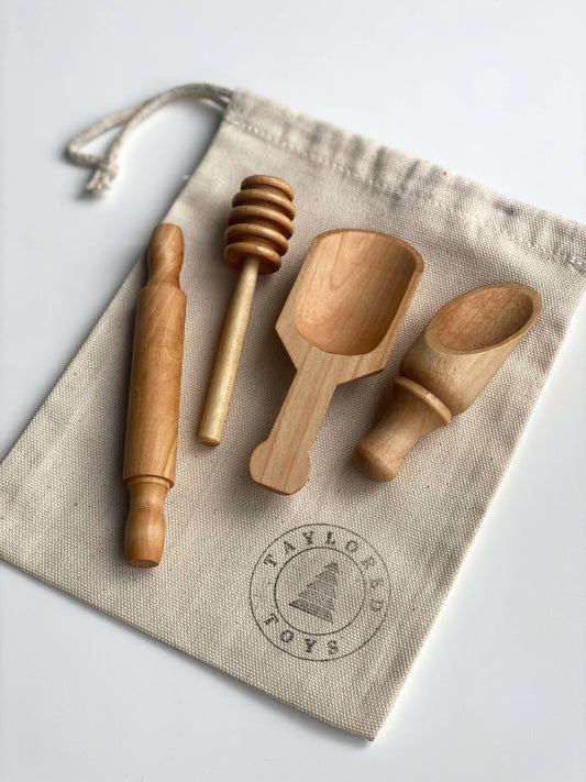 Montessori Wooden Sensory Bin Tool Kit - MINI