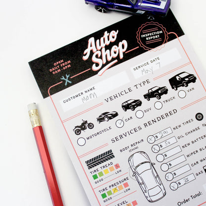 Pretend Play Notepad - Auto Shop
