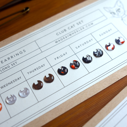 Club Cat Stick-On Earring Set