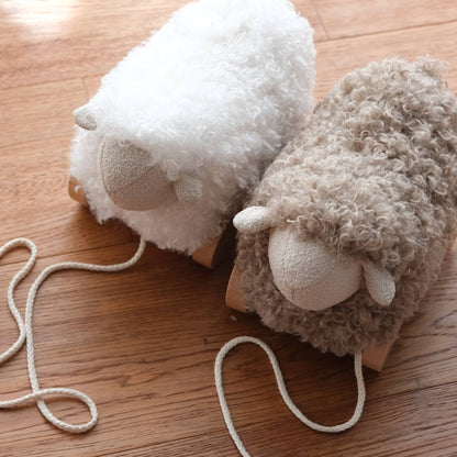 BUTTON // pull-along sheep taupe