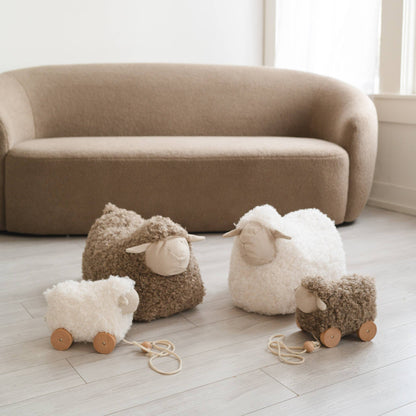 BUTTON // pull-along sheep taupe