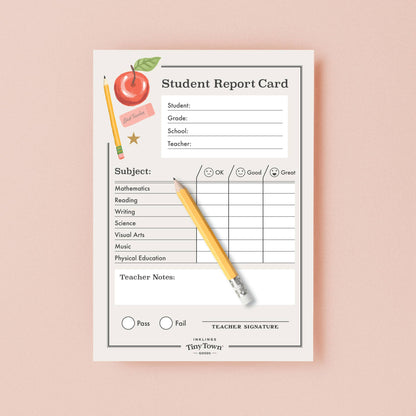 Pretend Play Notepad - Report Card