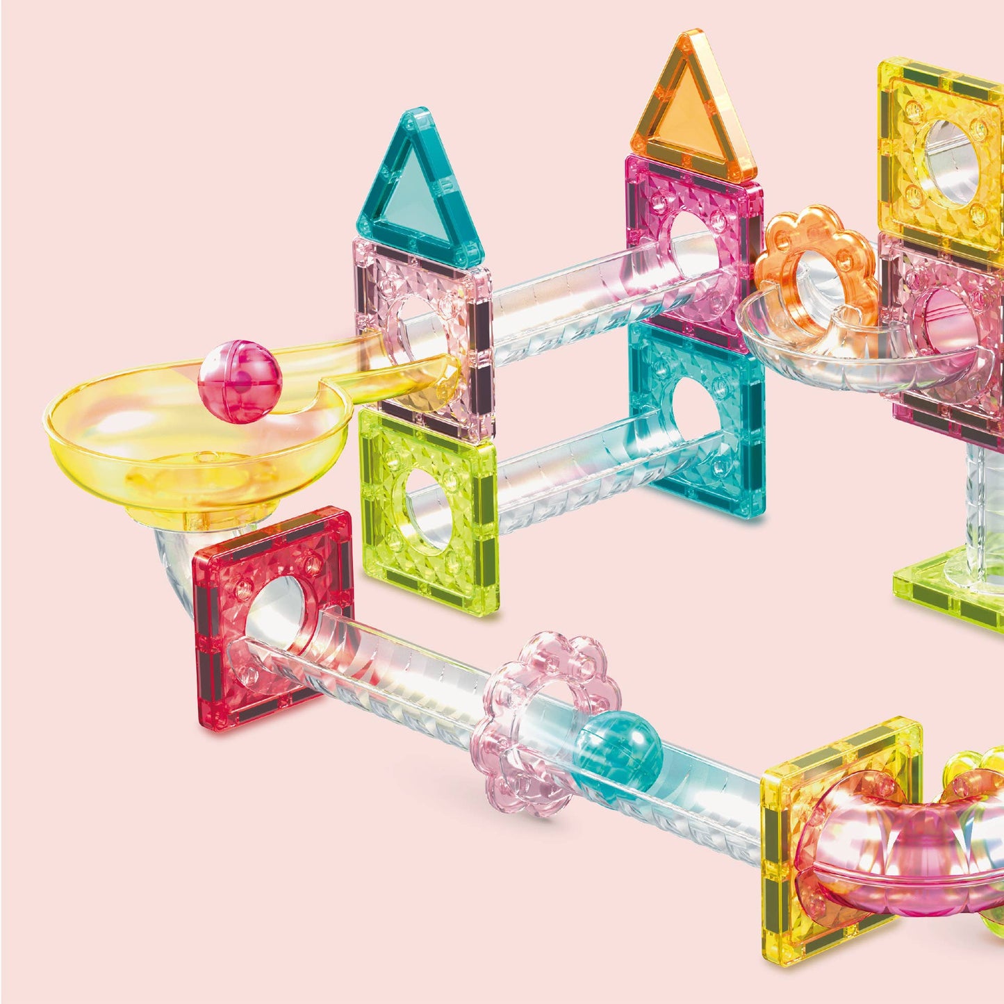 PicassoTiles 60pc Travel Size Marble Run Building Set