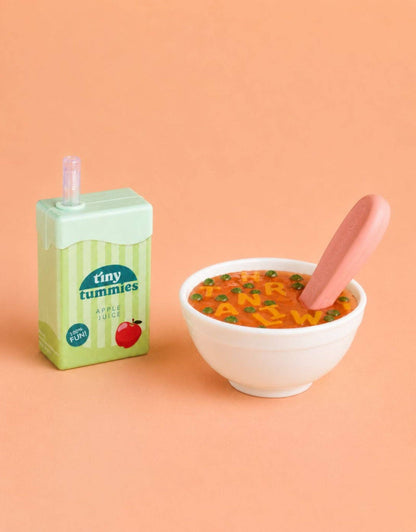 Tiny Tummies Set - Alphabet Soup Bowl and Juice Box - Tiny Harlow