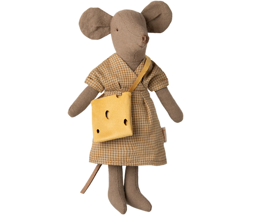 Mum Mouse with Cheese Purse - Light Brown