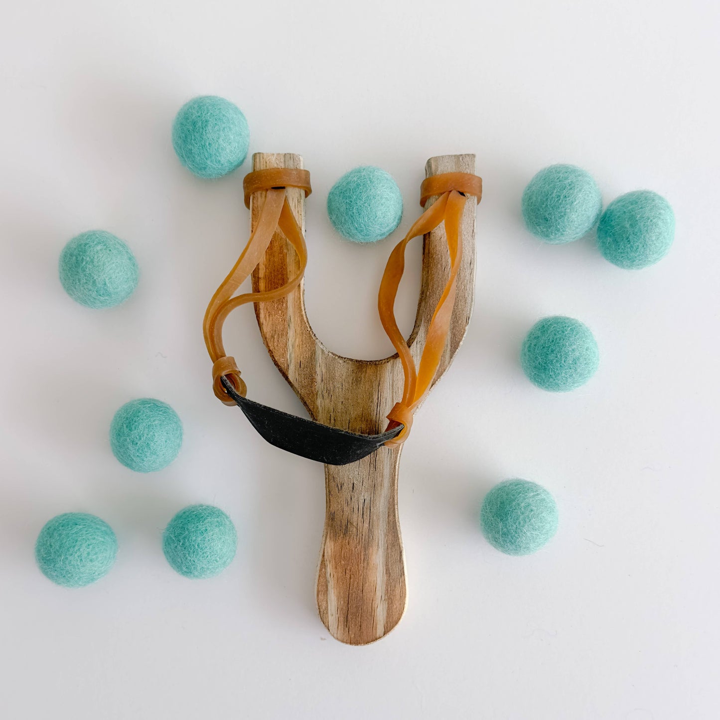 Wood Slingshot with Felt Balls
