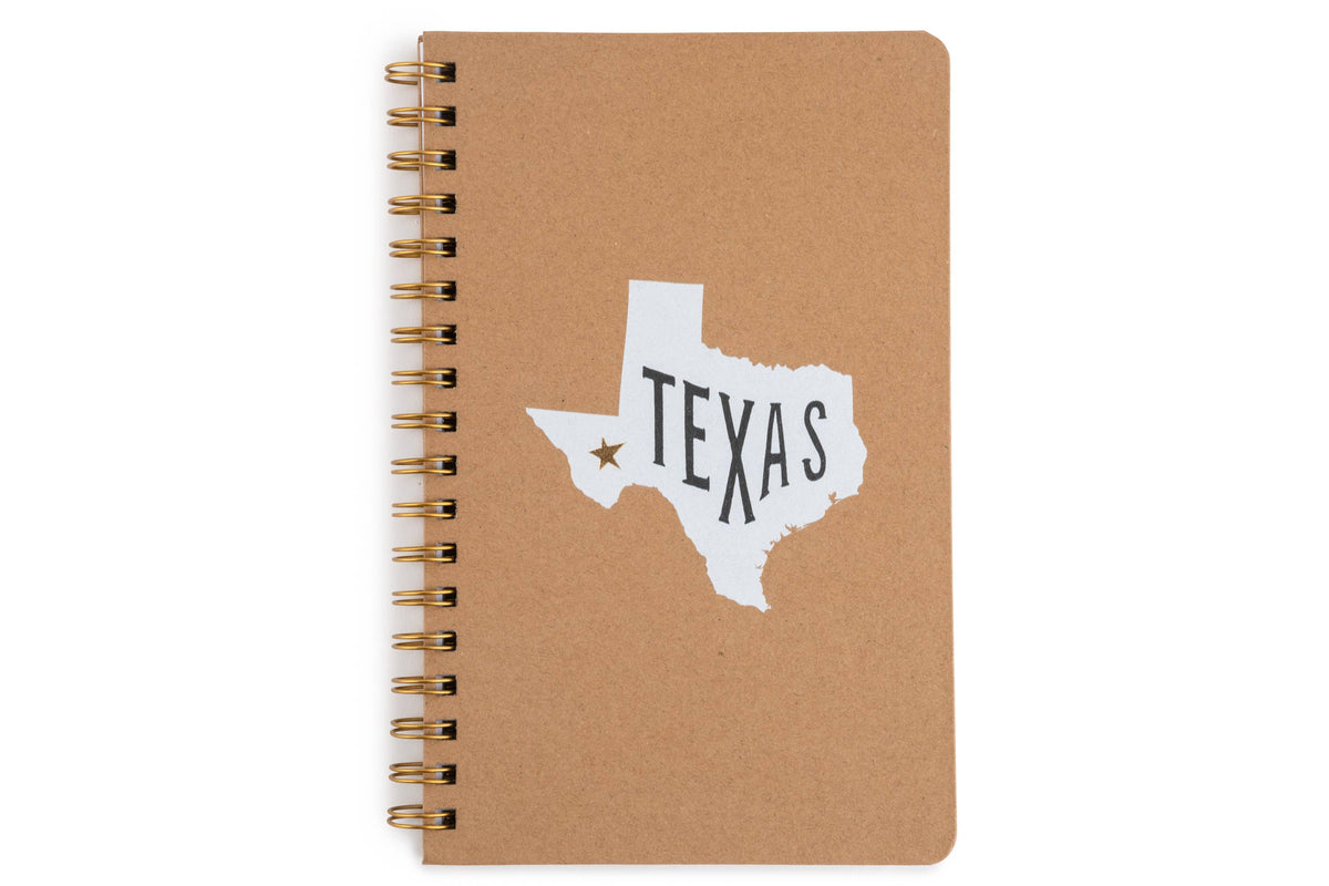 6" x 9.5" Kraft Cover Spiral Notebook - Texas