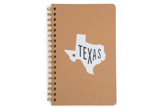 6" x 9.5" Kraft Cover Spiral Notebook - Texas
