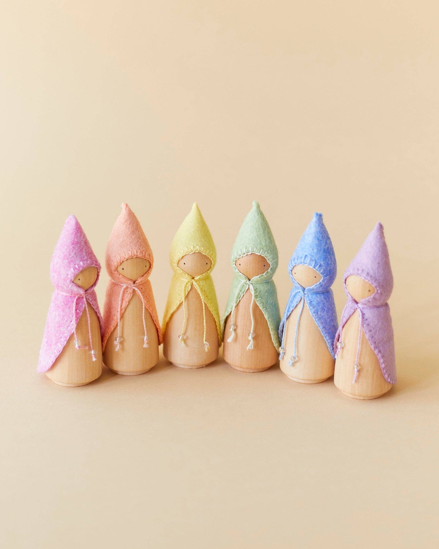 Pastel Rainbow Wooden Gnome