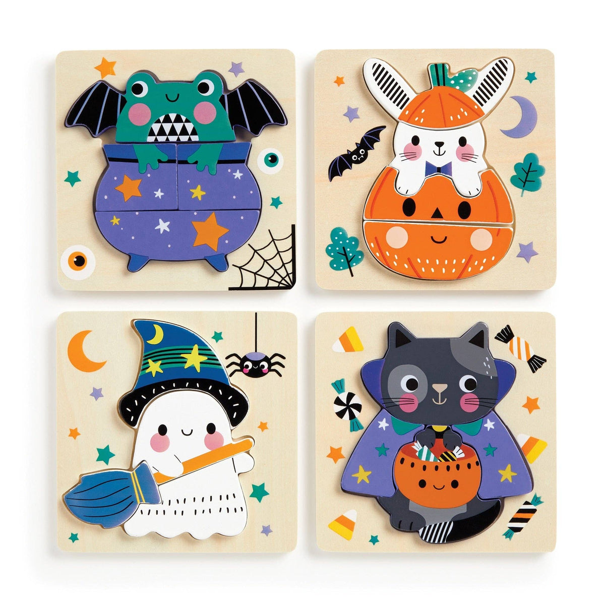 Spooky Friends Set of 4 Wood Puzzles