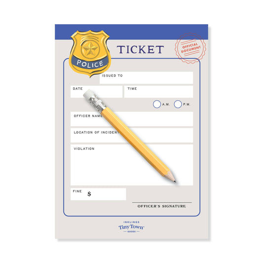 Pretend Play Notepad - Police Ticket