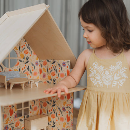 Three-story Wooden Dollhouse / Modern dollhouse