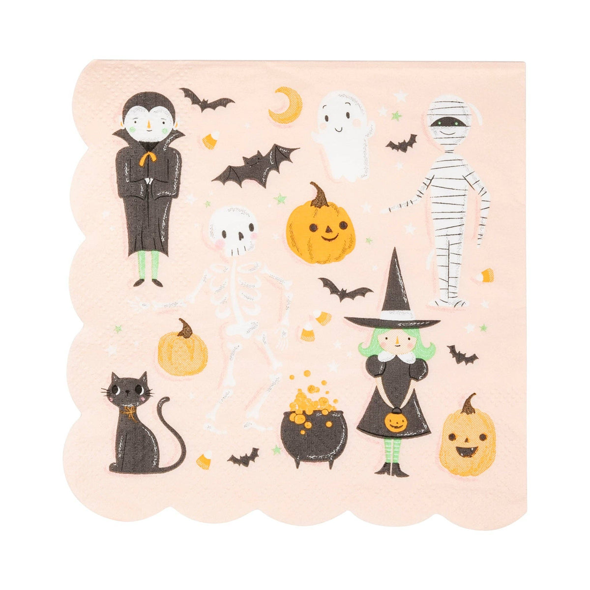 Scallop Halloween Icons Cocktail Napkin