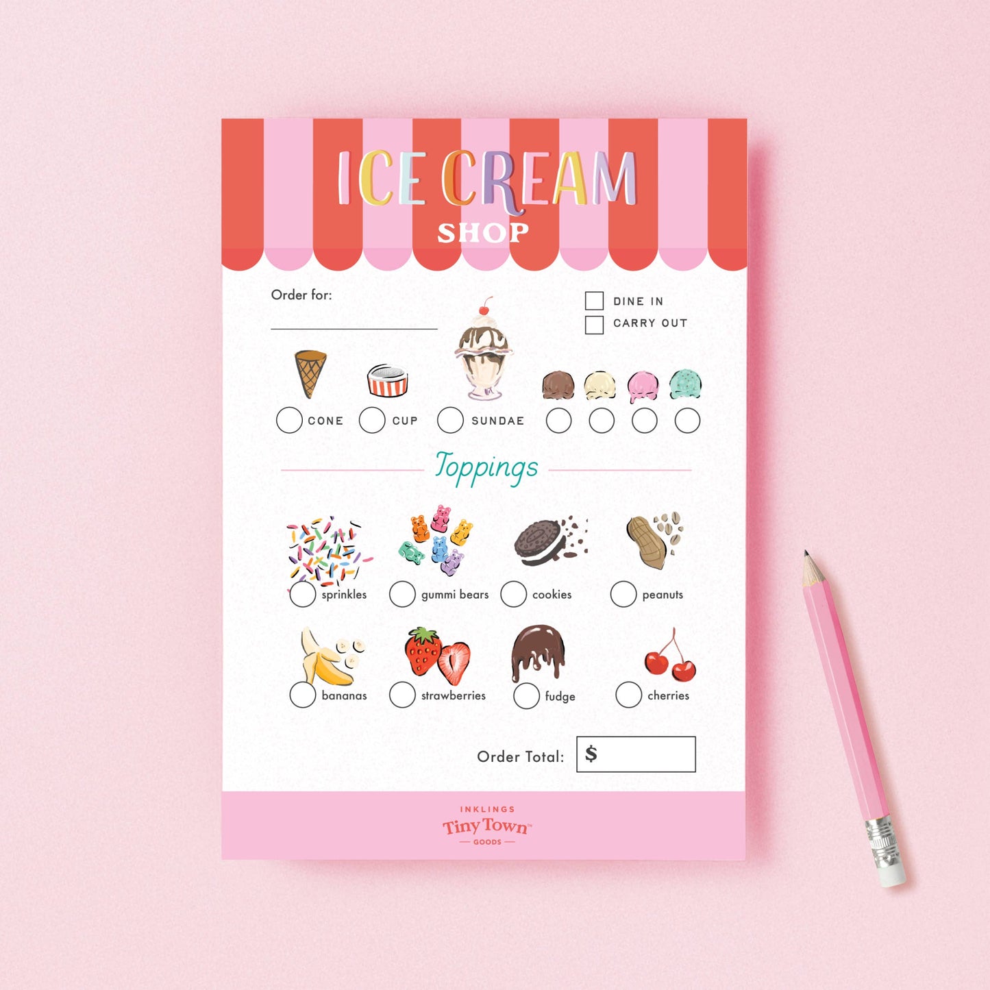 Pretend Play Notepad - Ice Cream Shop