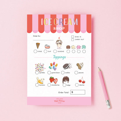Pretend Play Notepad - Ice Cream Shop
