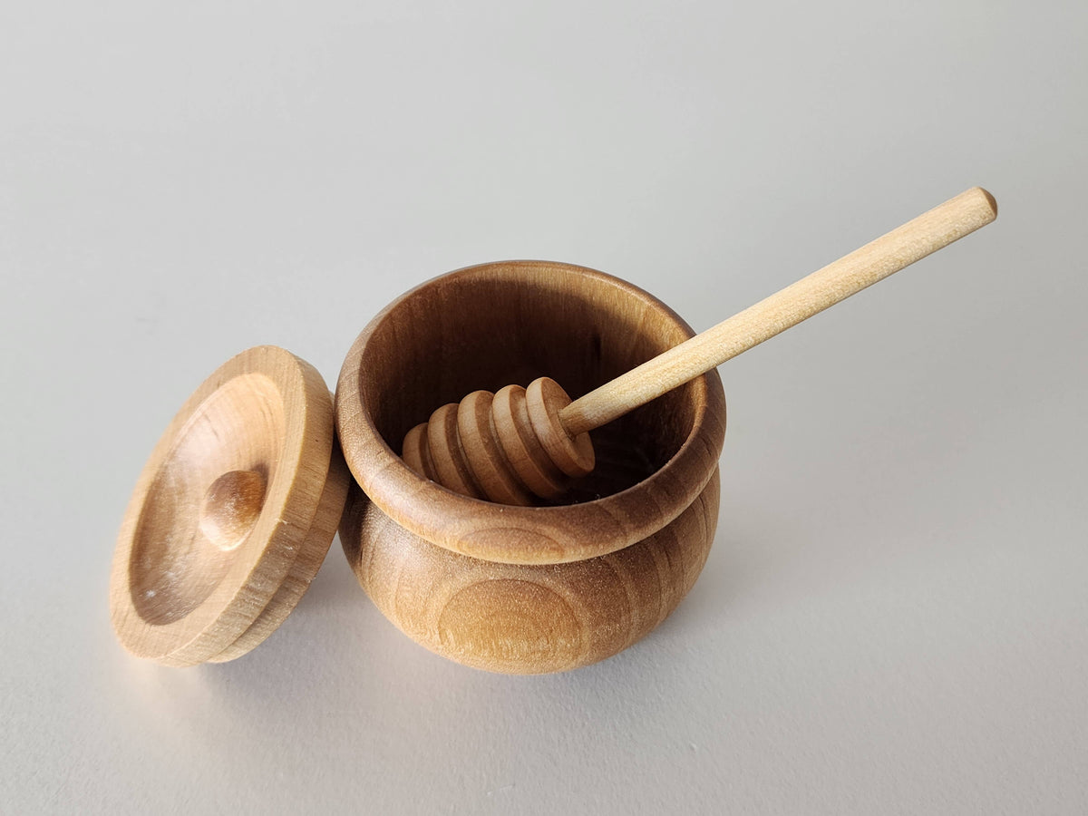 Wooden Honey Pot & Dipper