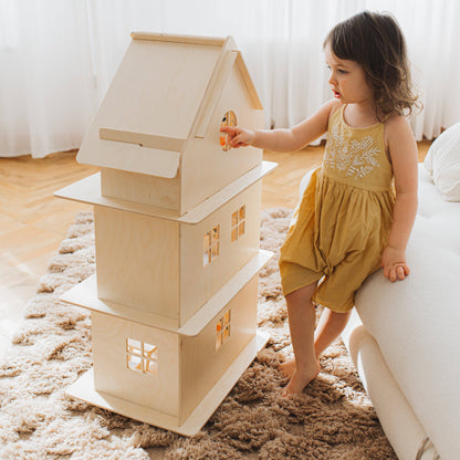 Three-story Wooden Dollhouse / Modern dollhouse