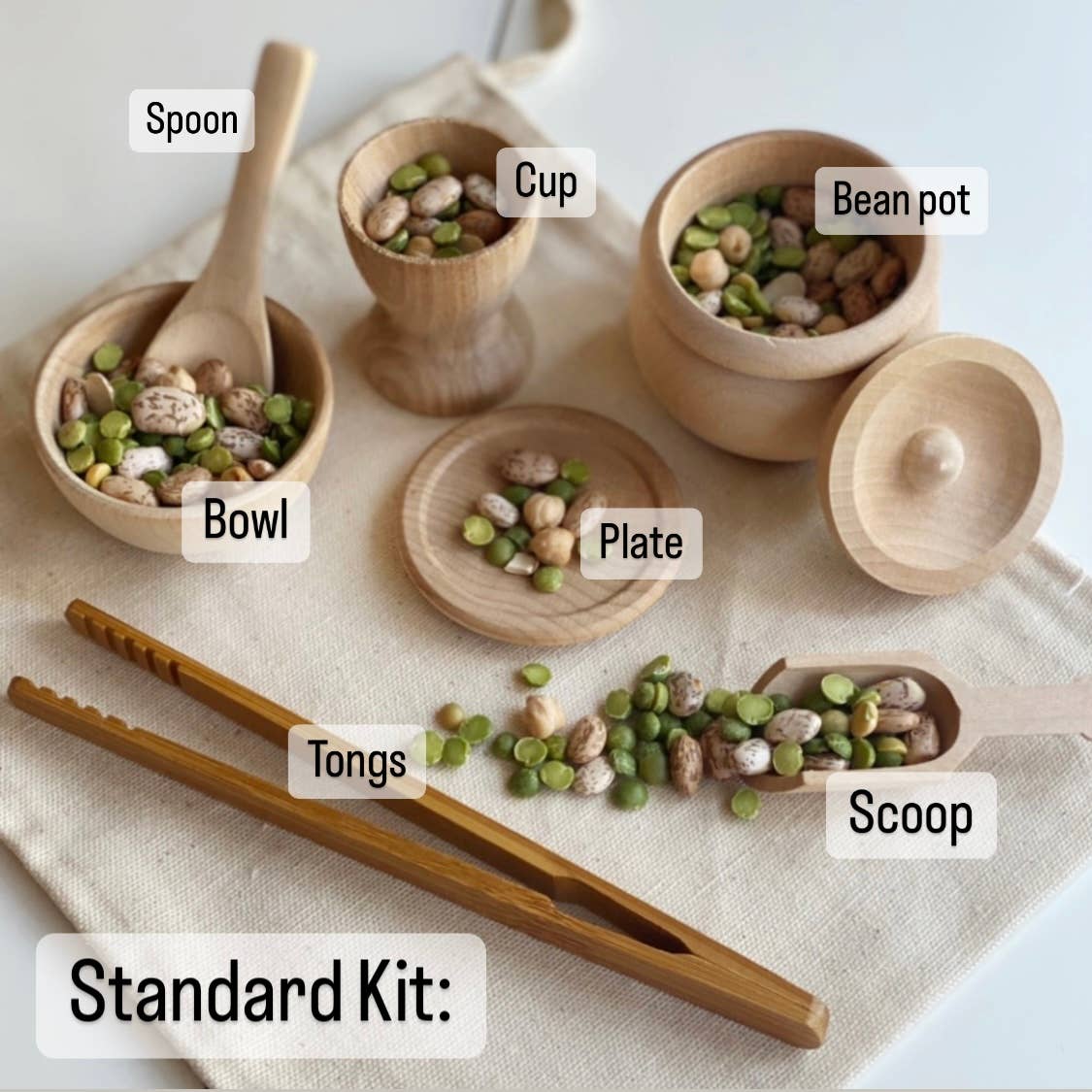 Montessori Wooden Sensory Bin Tool Kit - Finished