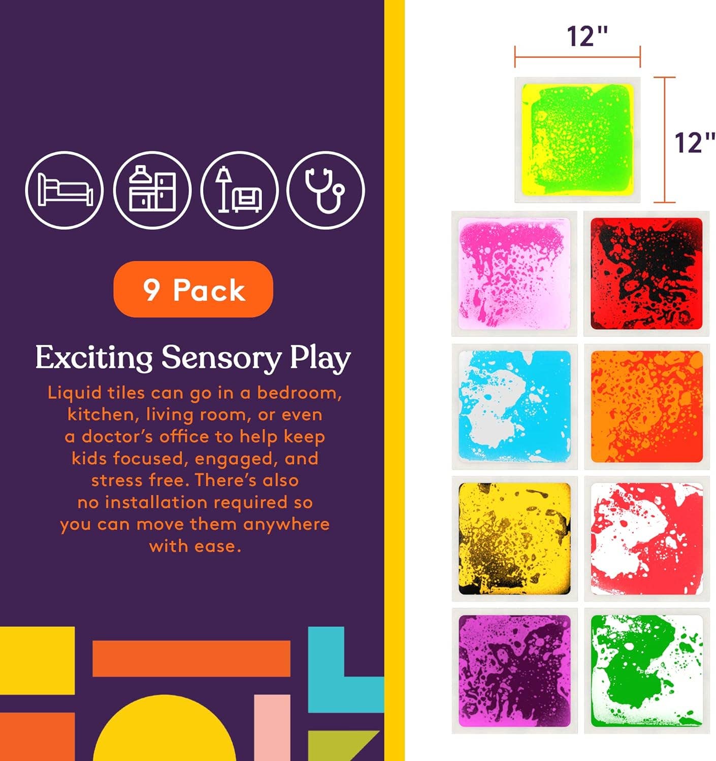 Square Floor Liquid Tiles for Kids