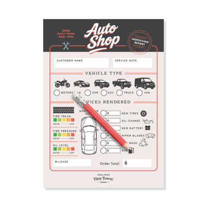 Pretend Play Notepad - Auto Shop
