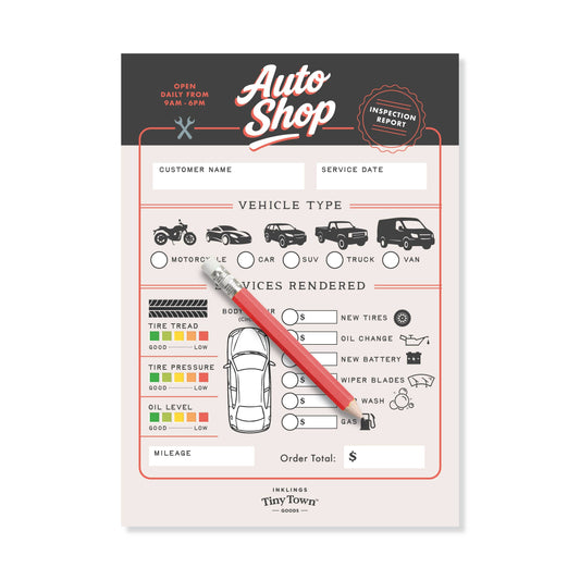 Pretend Play Notepad - Auto Shop
