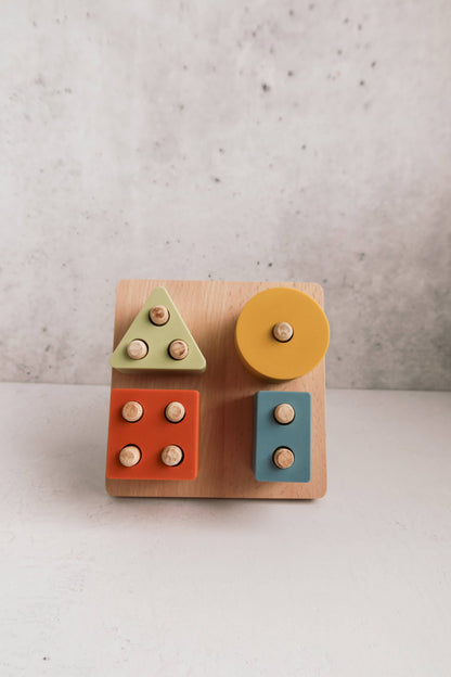 Montessori Shape Puzzle Toy | Wood & Silicone Toddler Toy