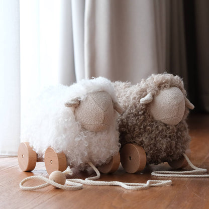 BUTTON // pull-along sheep taupe