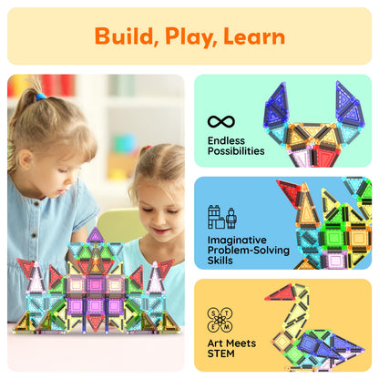 50pc Nano Magnetic Building Tiles Construction Travel Set