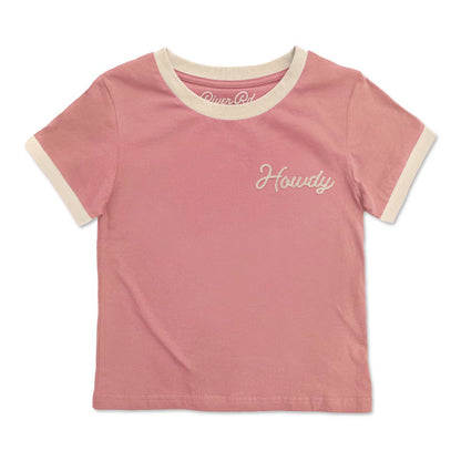 Howdy Vintage Ringer Tee - Pink