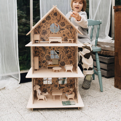 Three-story Wooden Dollhouse / Modern dollhouse