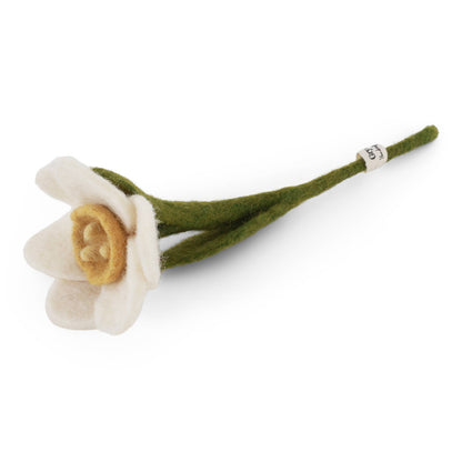 Felt Flower Stem - Daffodil (White)
