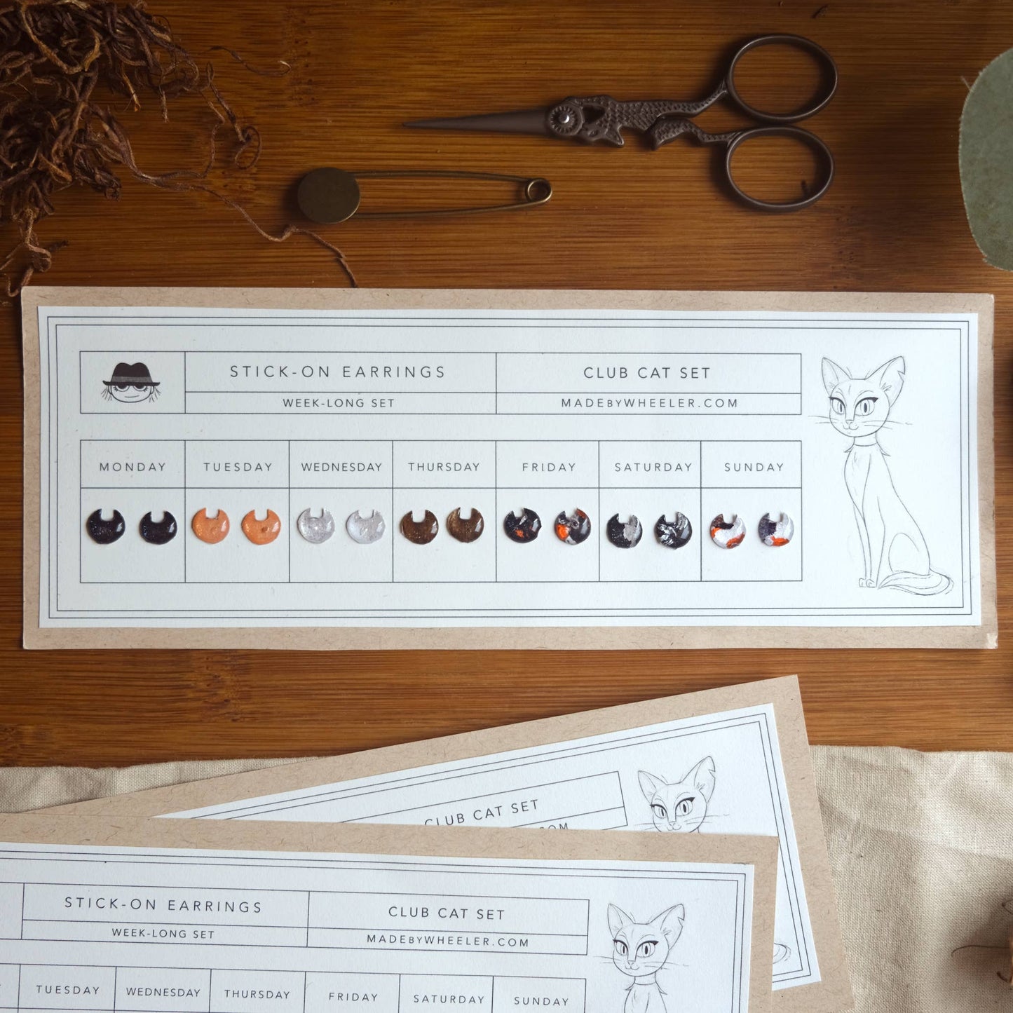 Club Cat Stick-On Earring Set