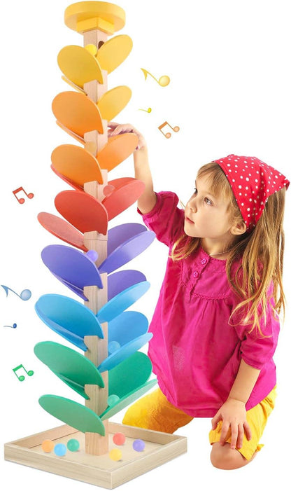 Montessori Wooden Rainbow Marble Run Music Tree