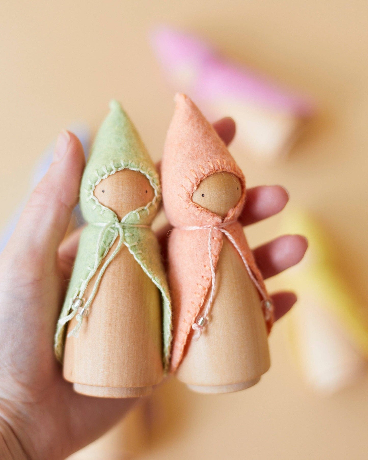 Pastel Rainbow Wooden Gnome