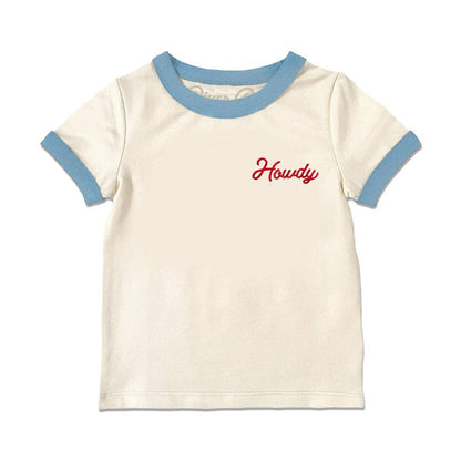 Howdy Vintage Ringer Tee - Blue