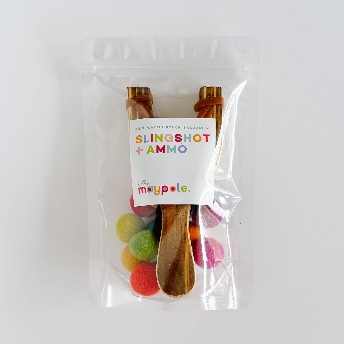 Wood Slingshot with Felt Balls