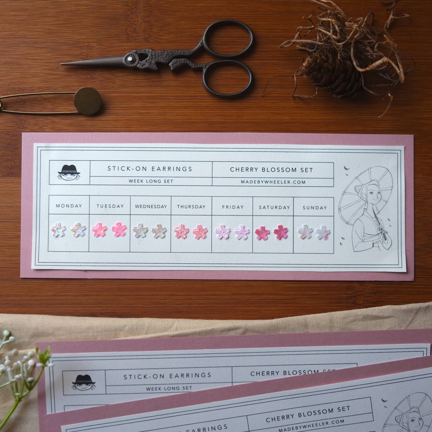 Cherry Blossom Stick-On Earring Set