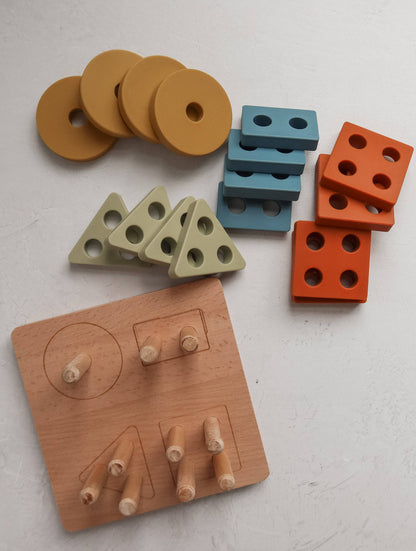 Montessori Shape Puzzle Toy | Wood & Silicone Toddler Toy