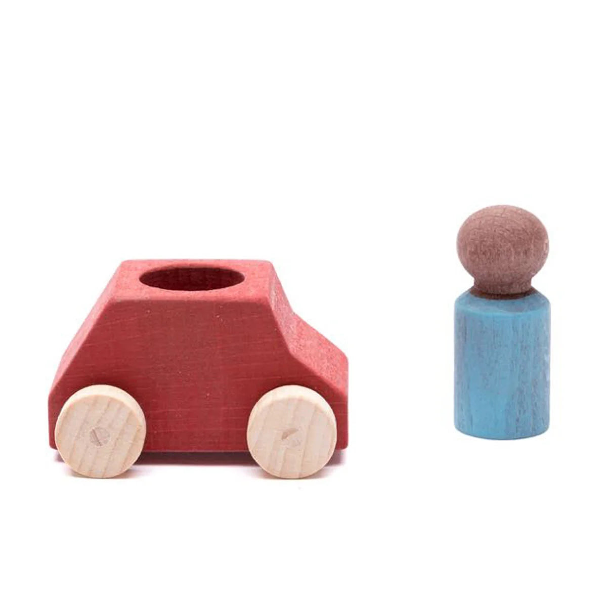 Red Wooden Car with Figure