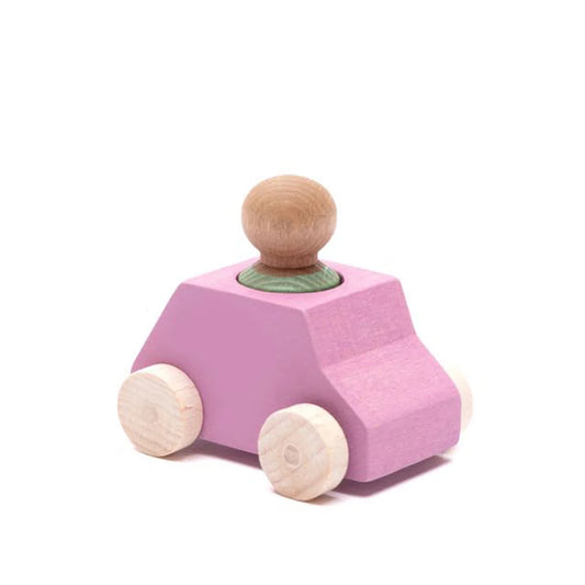 Pink Wooden Car with Figure