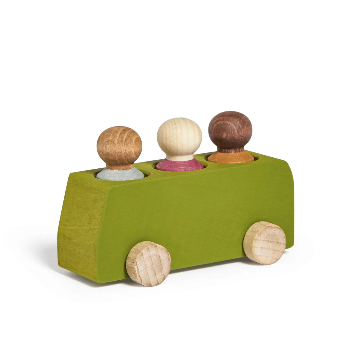 Lime Wooden Bus with 3 Figures