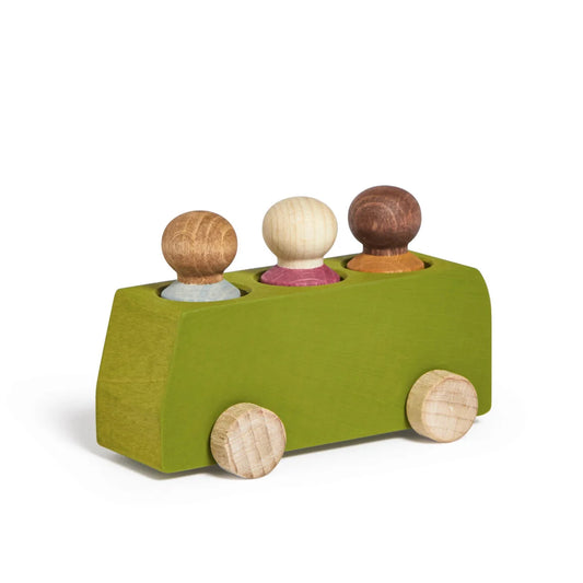 Lime Wooden Bus with 3 Figures